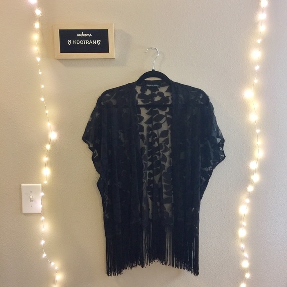Foreign Exchange Tops - FE • BLACK FRINGE KIMONO 🖤